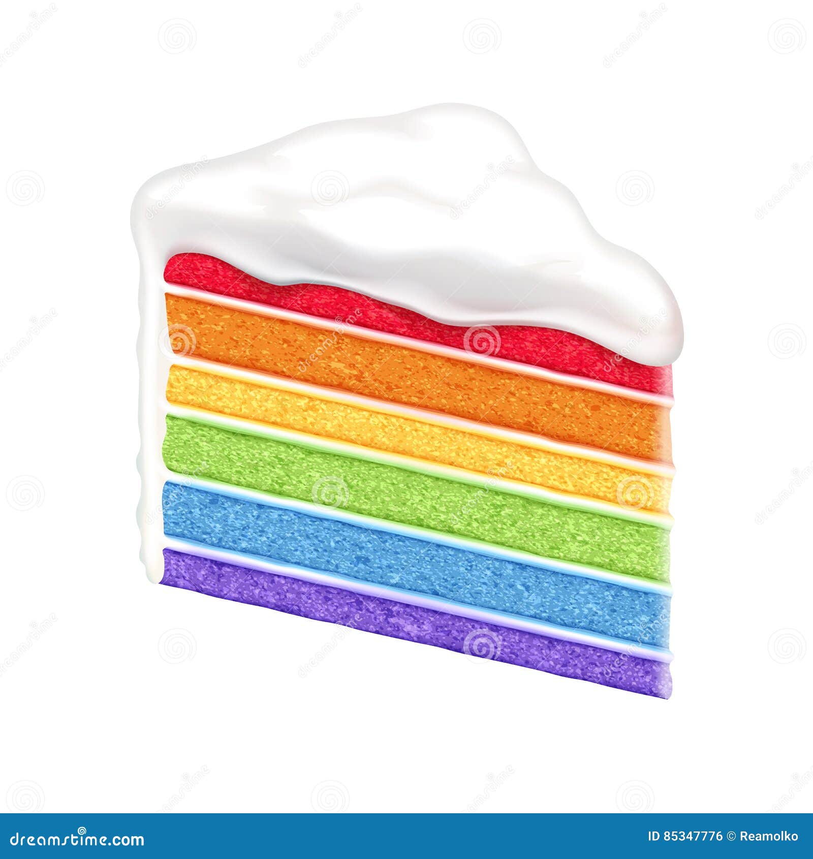 Rainbow Cake Slice on White Background. Stock Vector ...