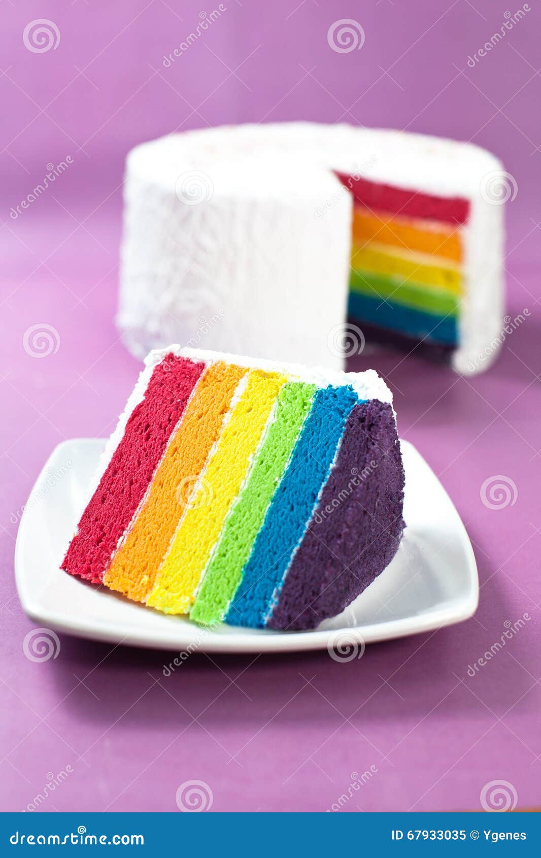 Rainbow Cake stock image. Image of white, slice, sweet - 67933035