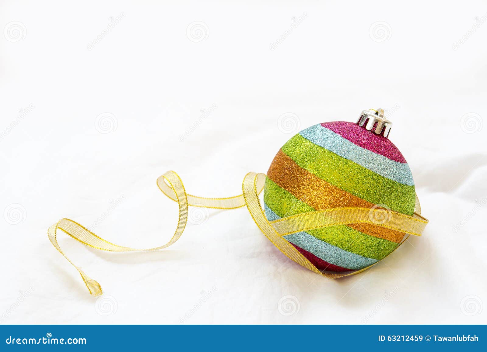 Rainbow Christmas Ball with Ribbon on a White Background. Stock Image ...