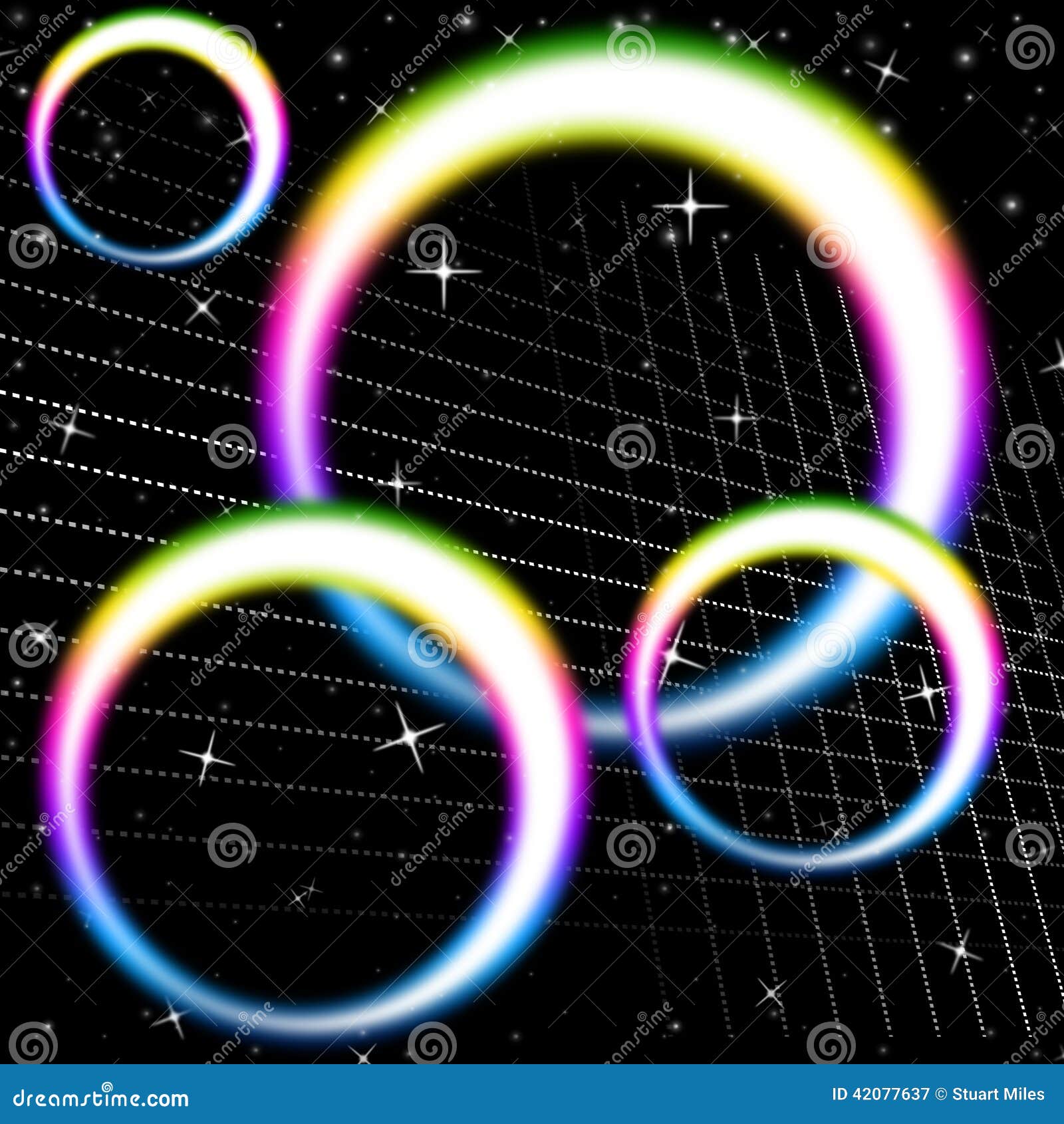 Rainbow Circles Background Means Colorful Circular and Heavens Stock
