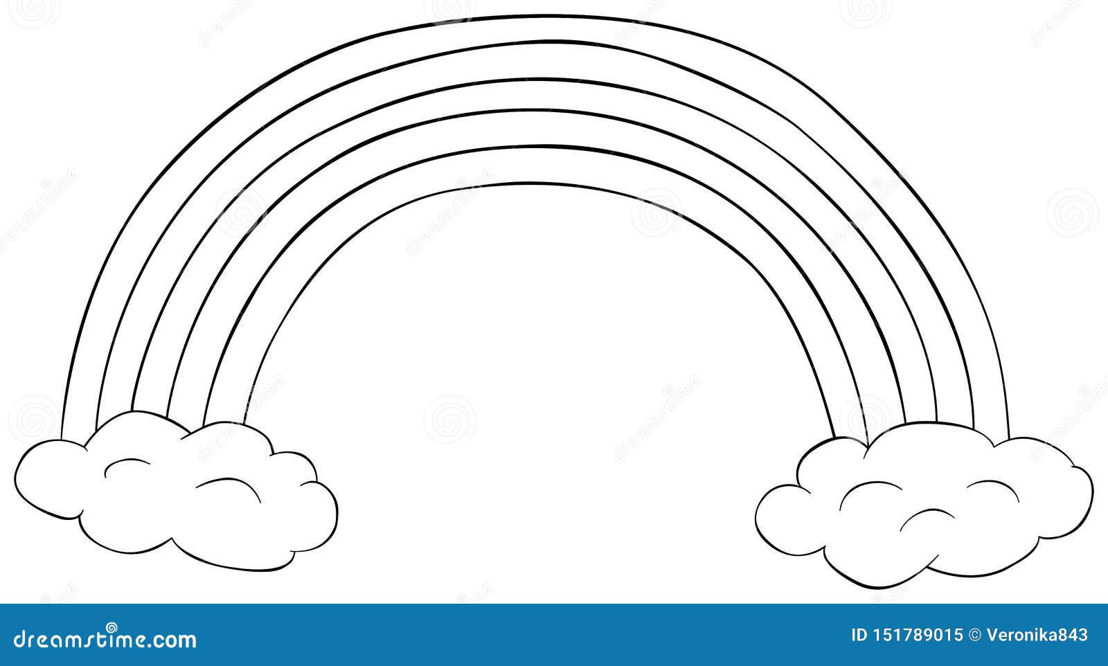 rainbow with clouds clipart. coloring book for children. doodle  