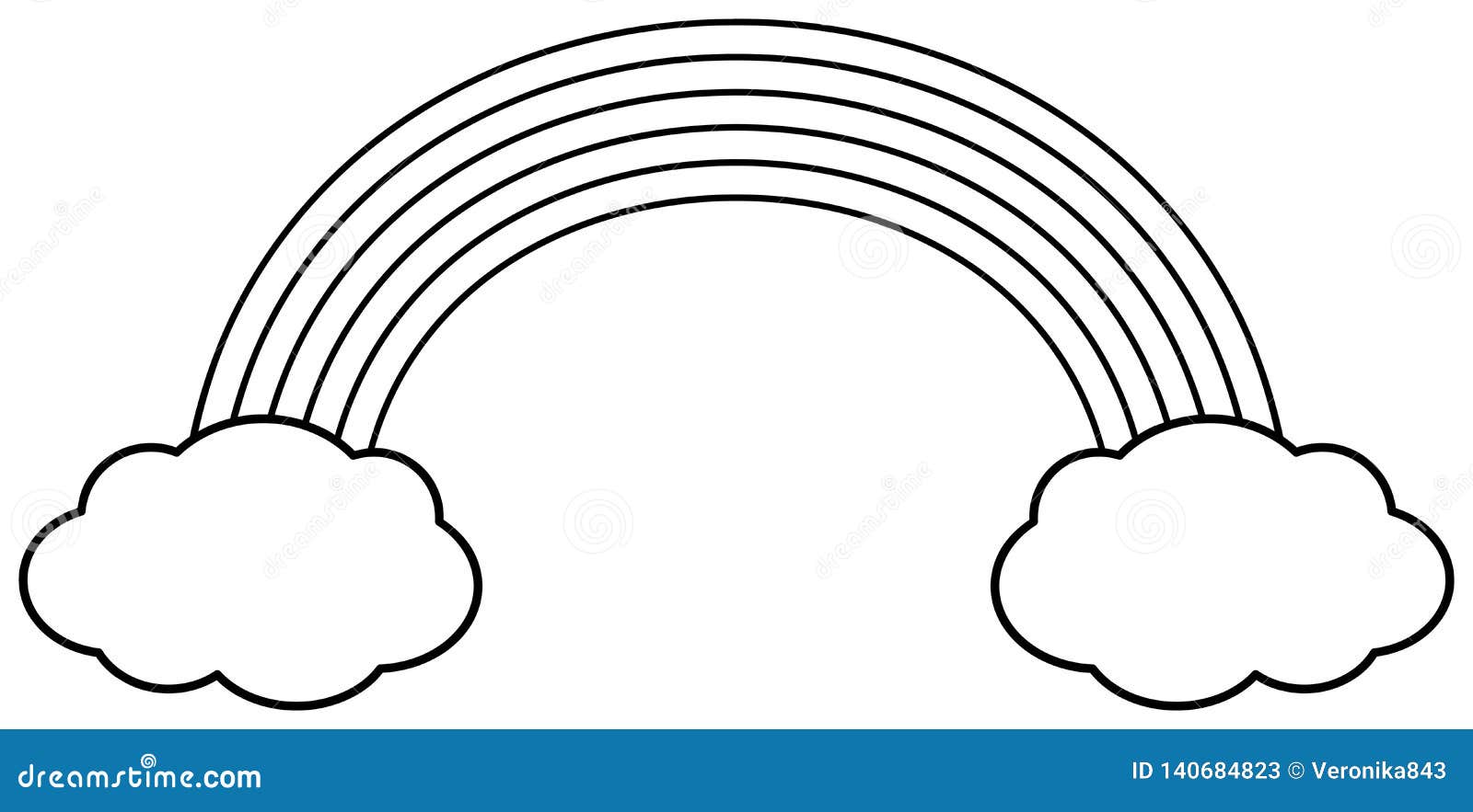 Rainbow with Clouds. Coloring Book Stock Vector - Illustration of