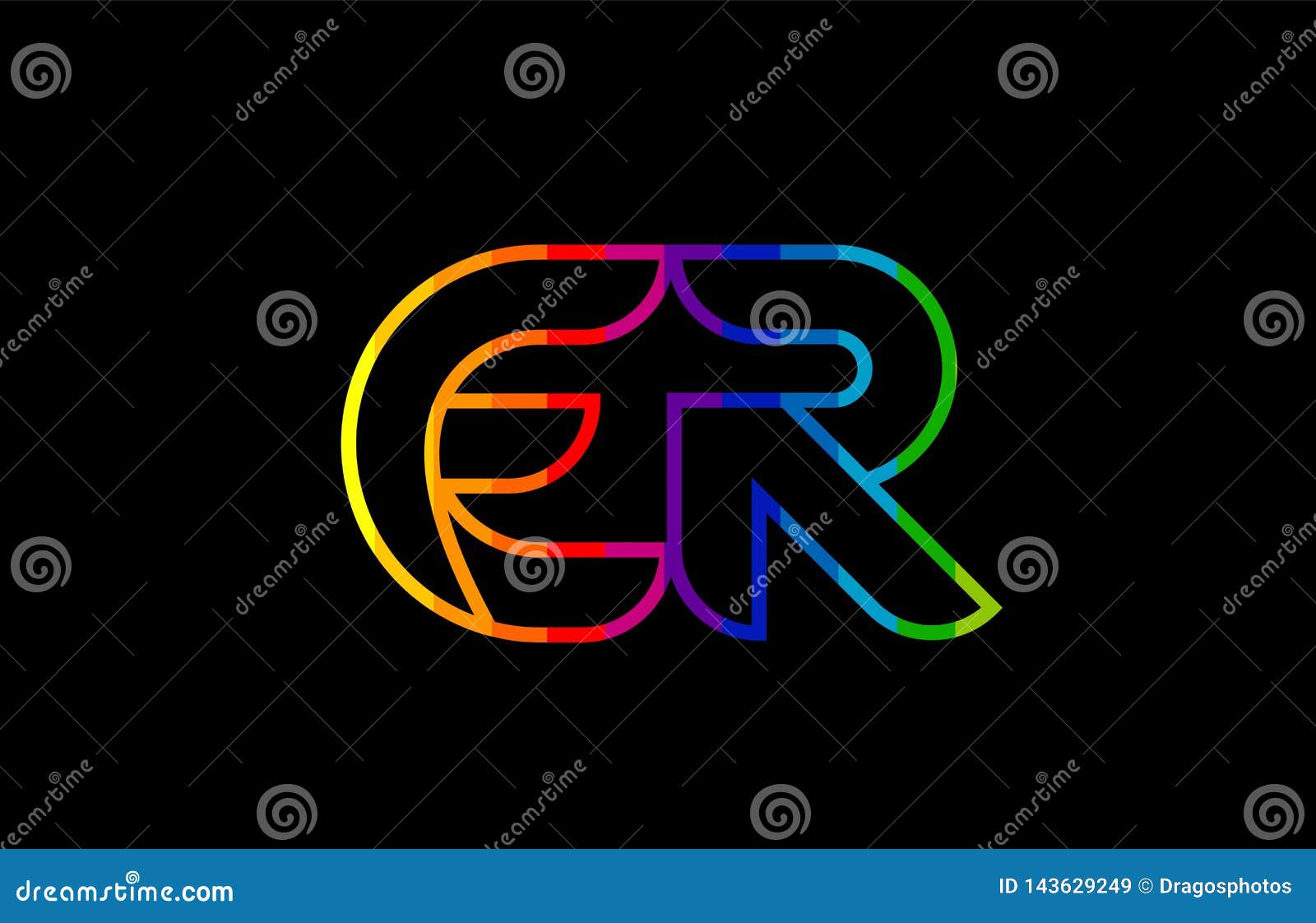 rainbow color colored colorful alphabet letter er e r logo combination