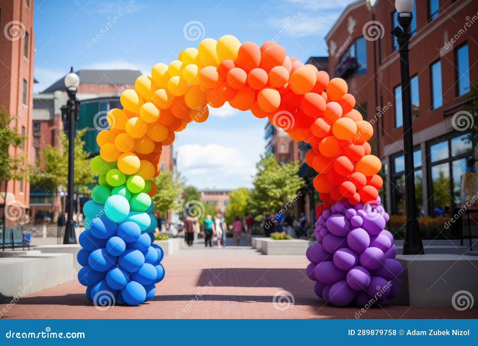 A Rainbow Colored Balloon Arch Stock Illustration Illustration of