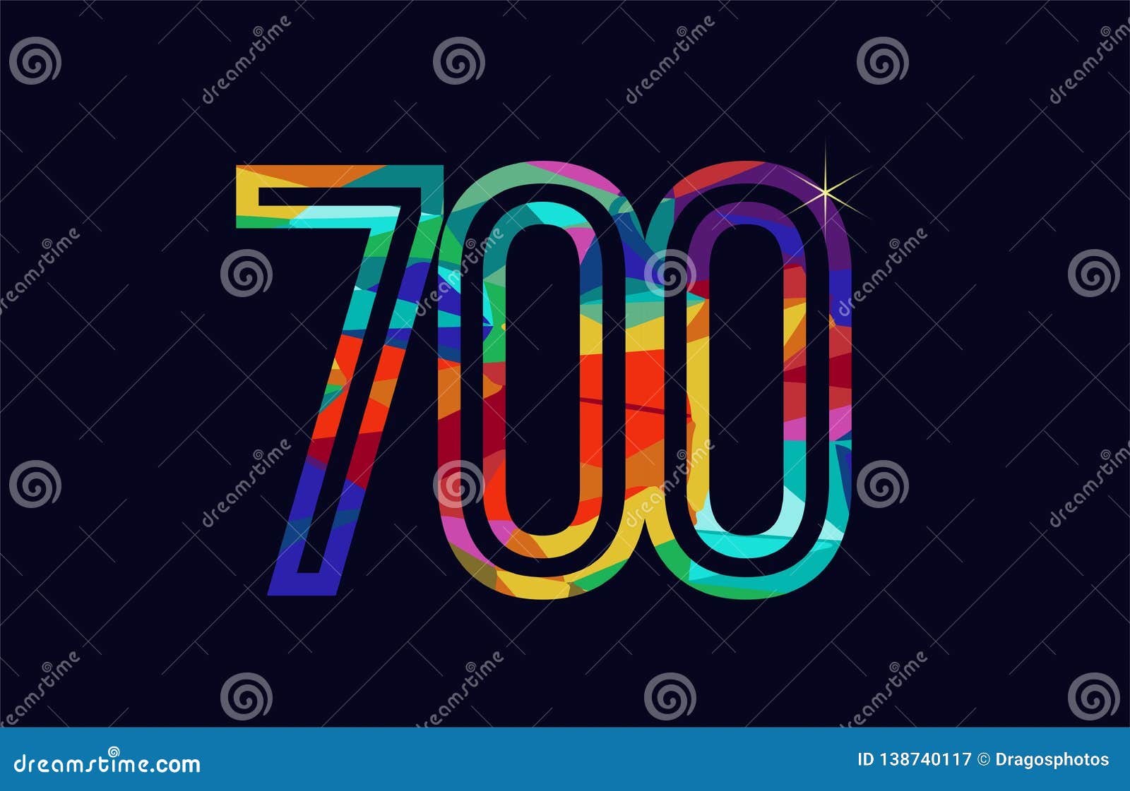 Rainbow Colored Number 700 Logo Company Icon Design Stock Vector ...
