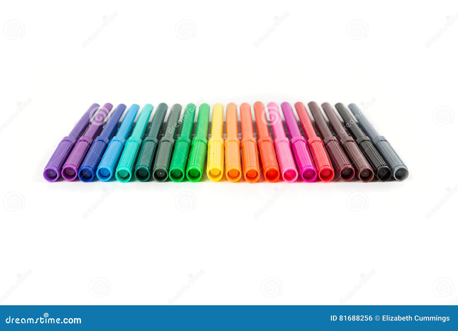Rainbow Colored Pack of Markers Stock Photo Image of writing, child
