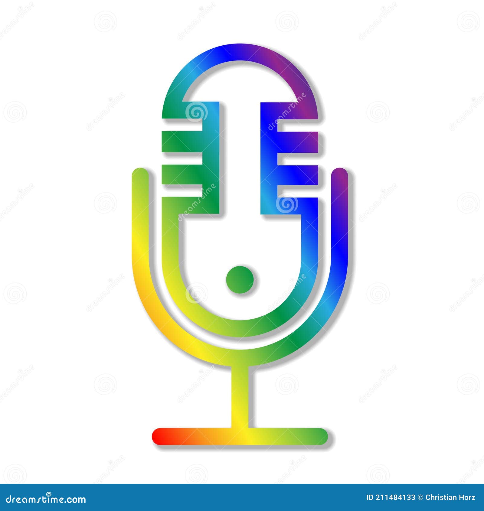 Rainbow Colored Recording Microphone Icon or Symbol Stock Vector Illustration of radio, media