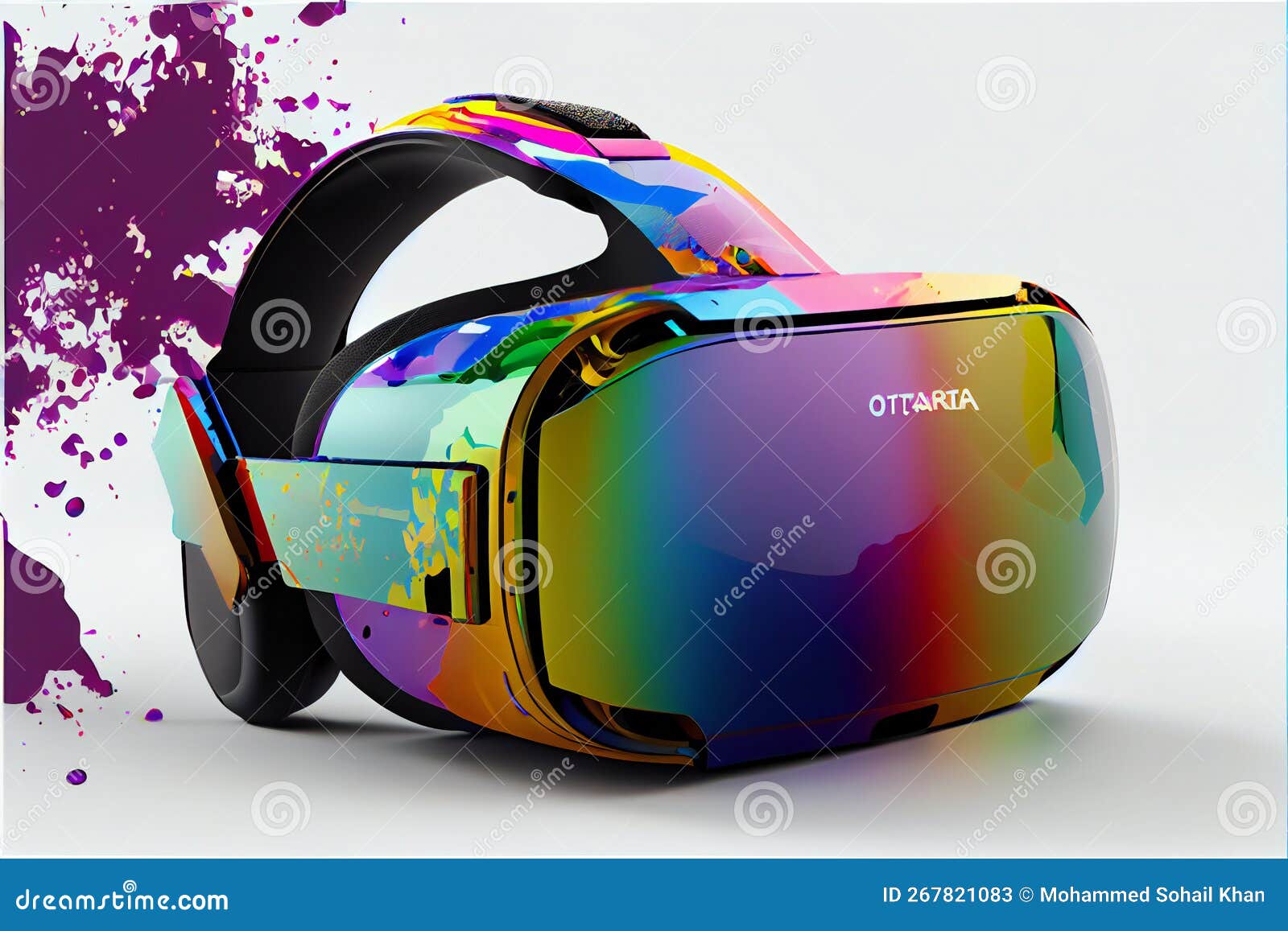 rainbow colored virtual reality glasses vr set generative ai stock image