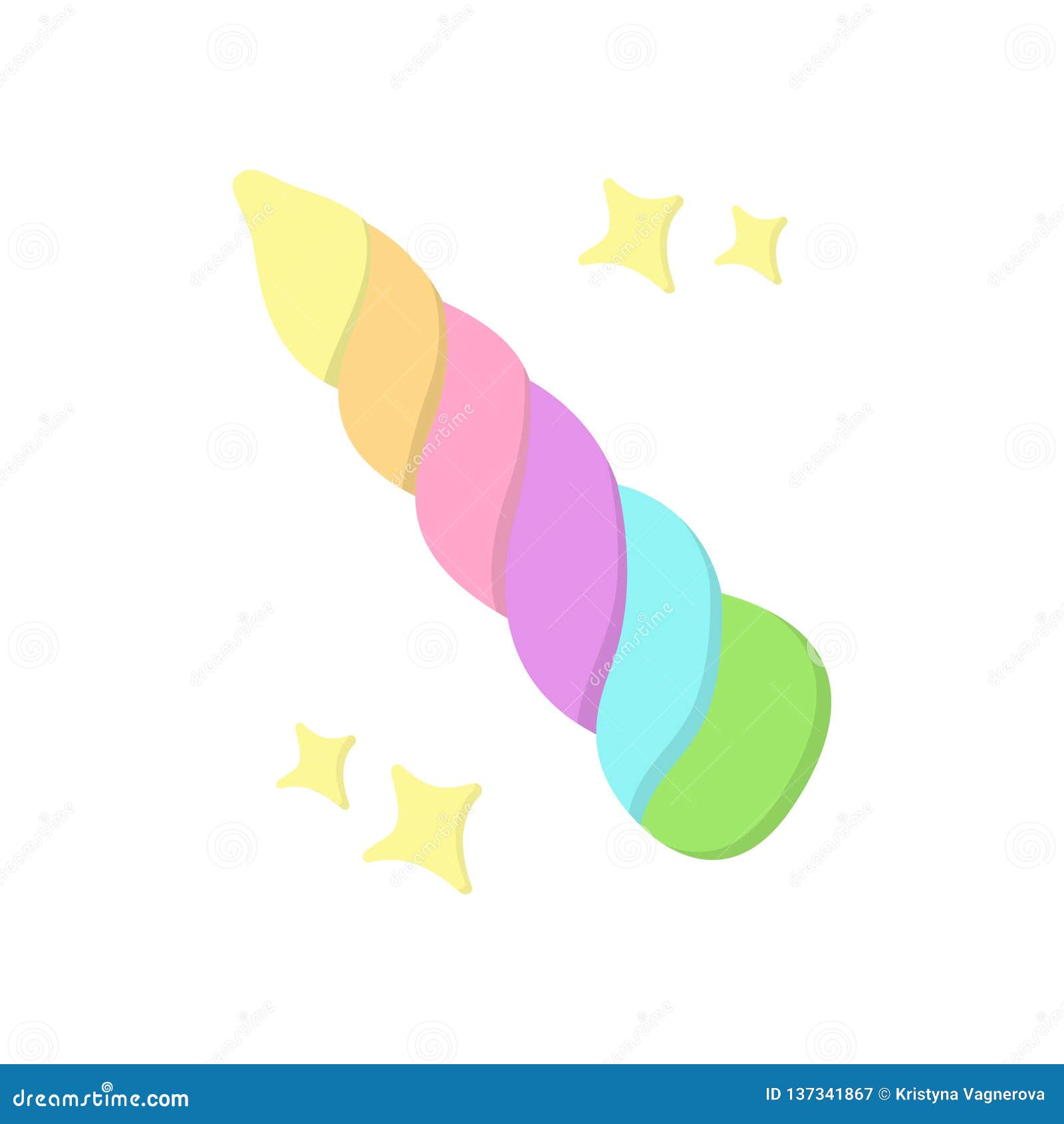 Rainbow Unicorn Horn Vector Illustration Icon Stock Vector ...