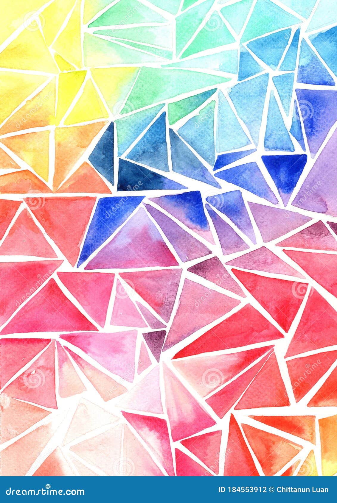 Rainbow Colorful Triangle Shape Watercolor Hand Painting Background ...