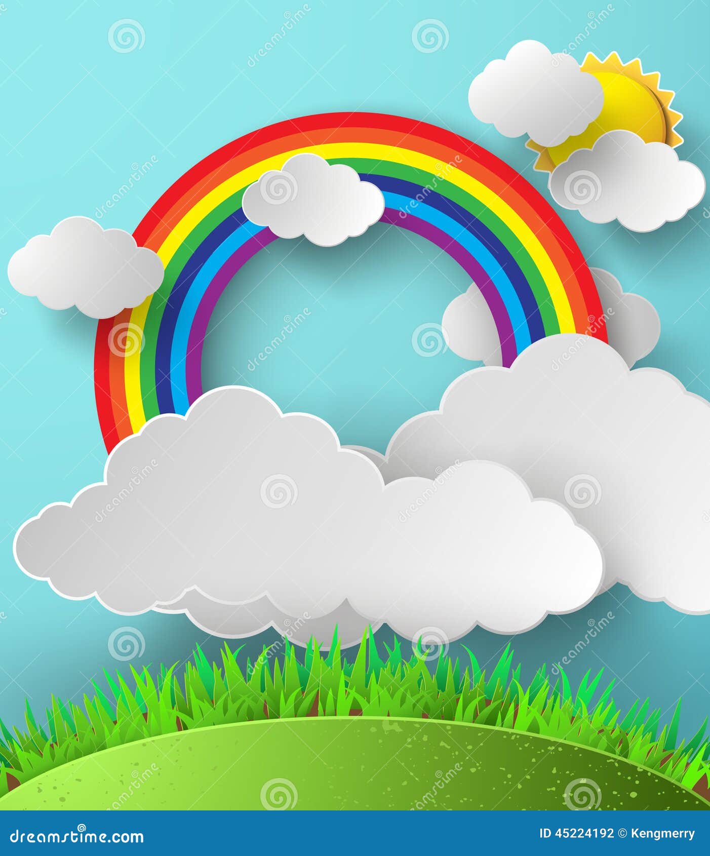 Rainbow di carta astratto Illustrazione di vettore. Arcobaleno di carta astratto sul cielo stile del taglio della carta