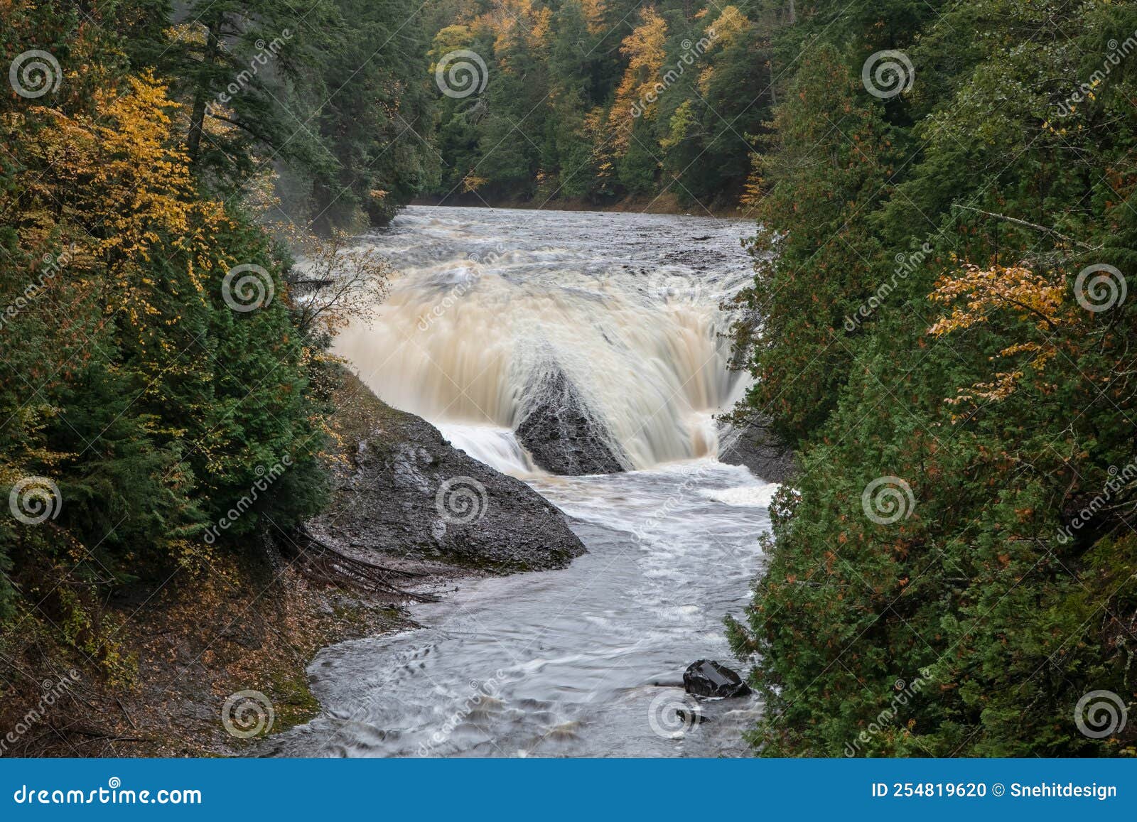 Rainbow Falls in Michigan Upper Peninsula Stock Photo Image of park
