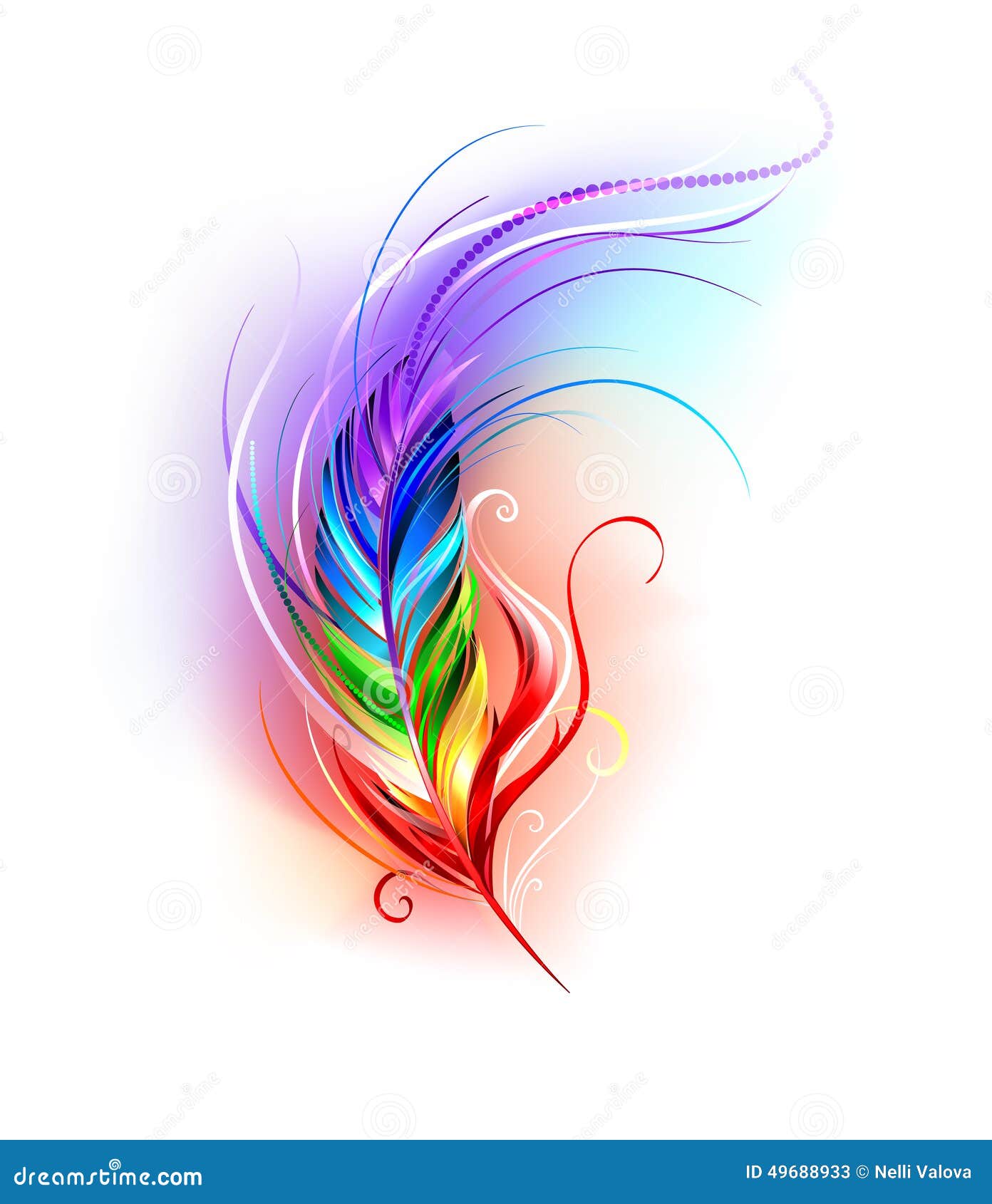 rainbow feather on white