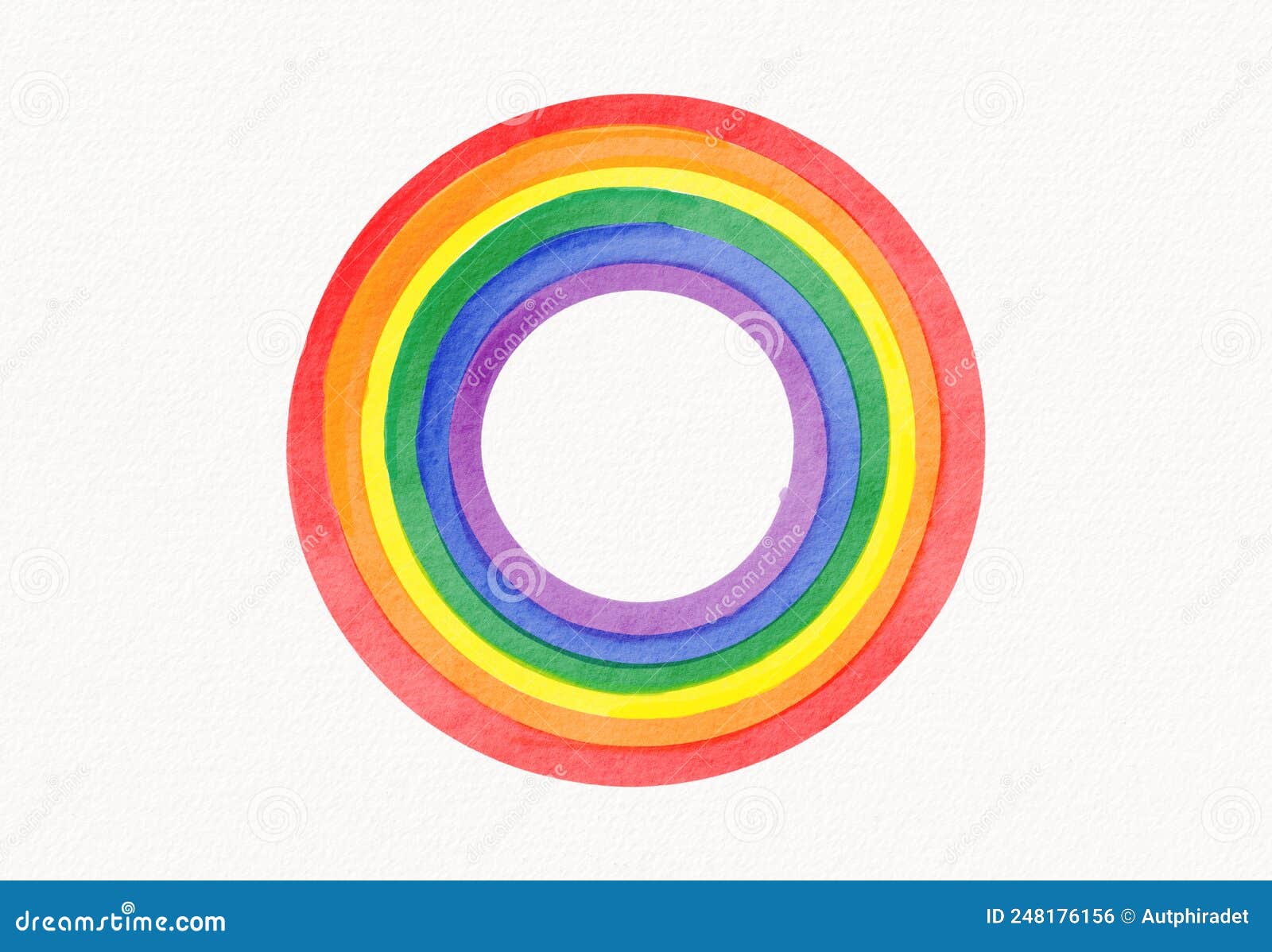 Rainbow Flag Circle Watercolor Brush Style Lgbt Pride Month Watercolor Texture Concept Stock