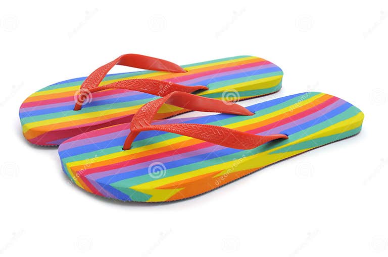 Rainbow flipflops stock image. Image of pluggers, isolated 44330321