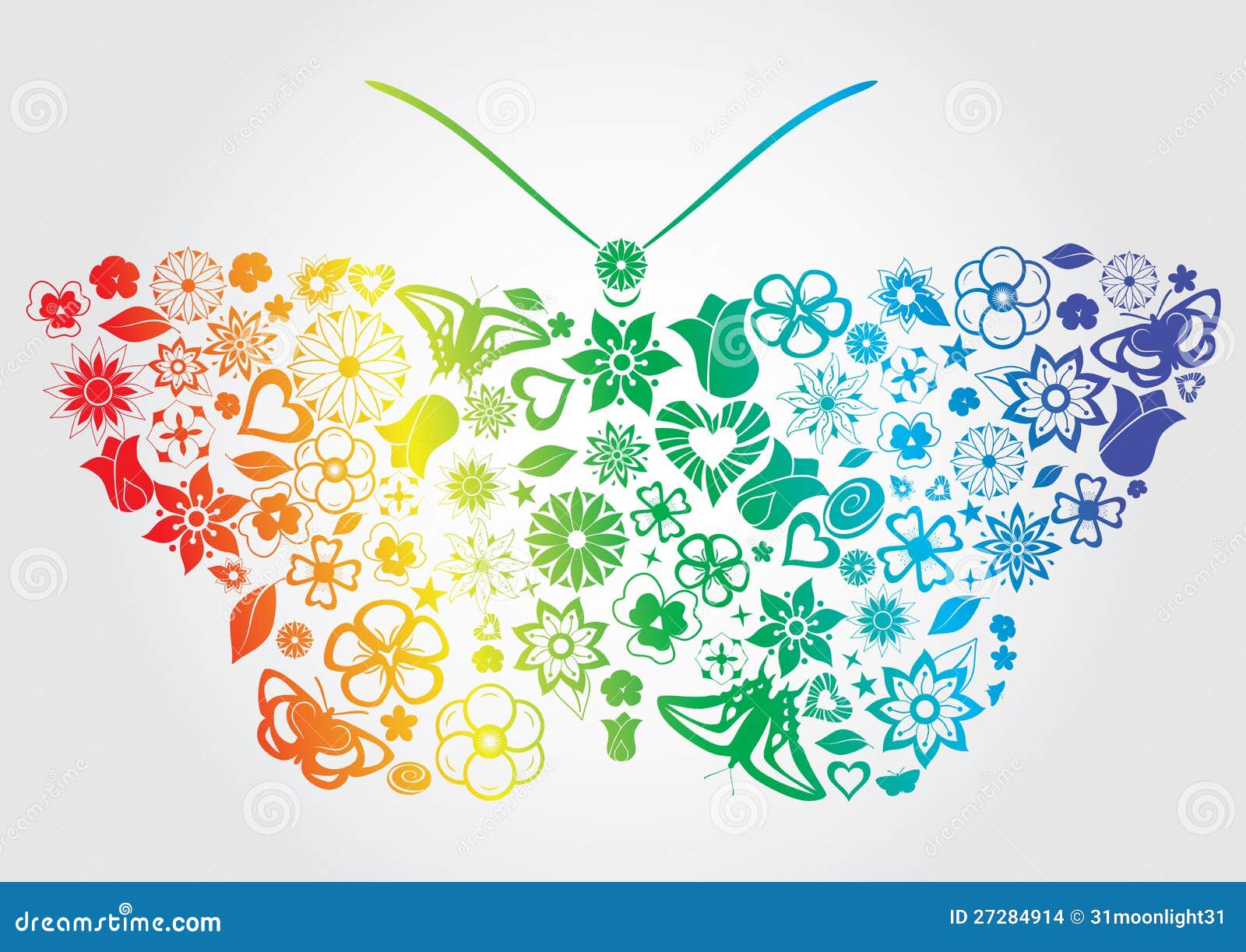 Rainbow flower butterfly stock vector. Illustration of floral 27284914