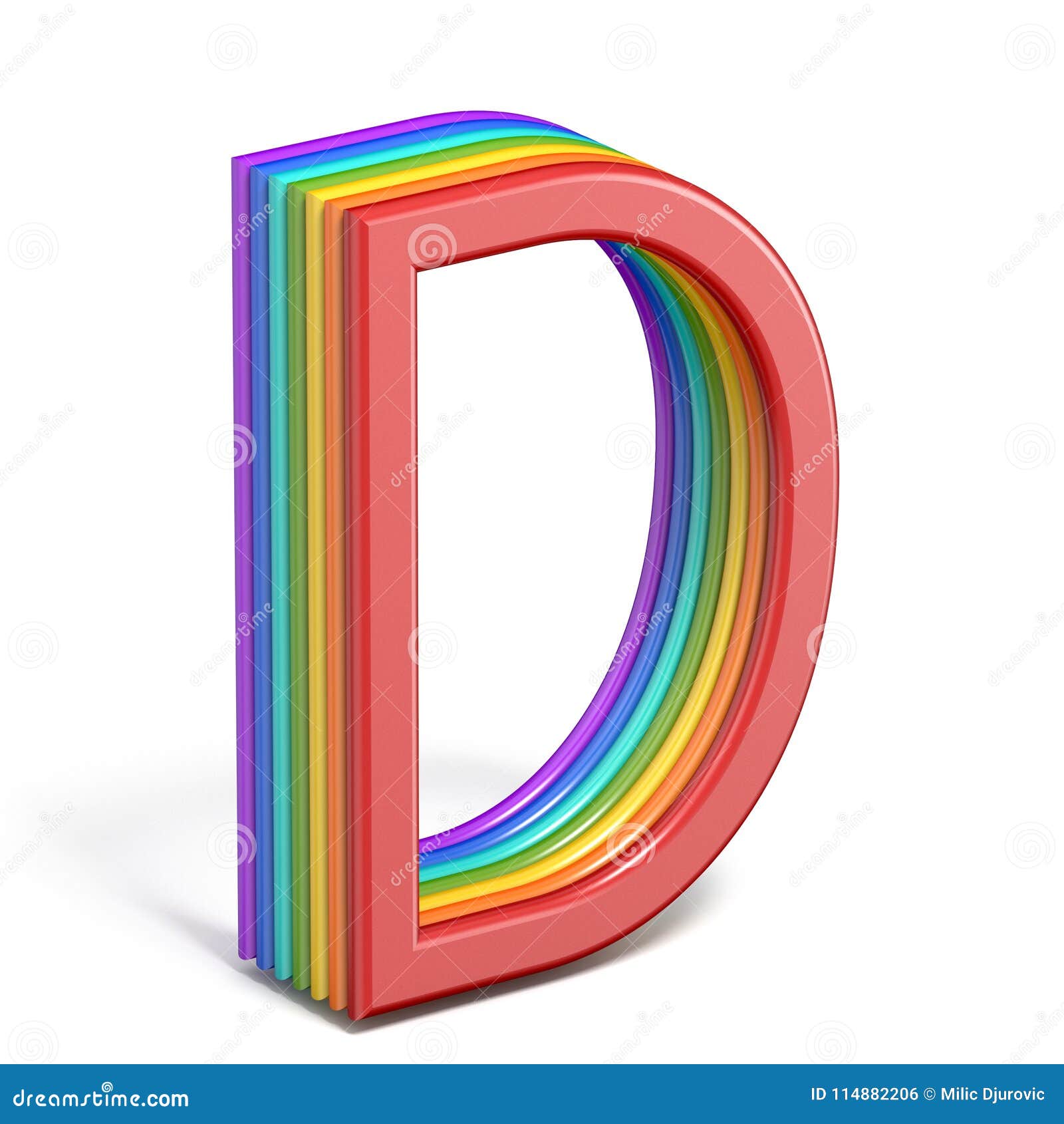 Rainbow font letter D 3D stock illustration. Illustration of shiny ...