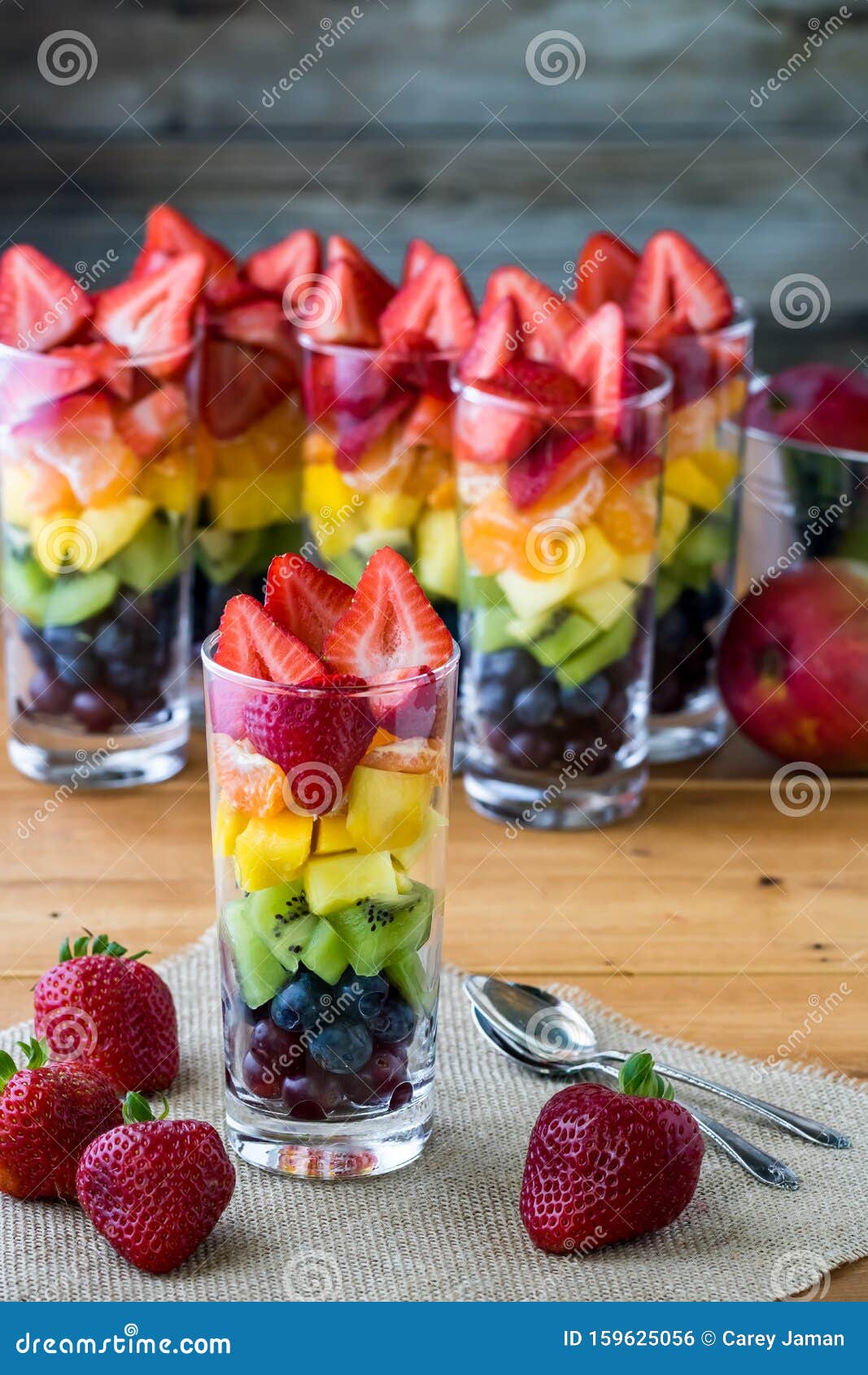 Rainbow Fruit Salad Stock Photo Image Of Food Bright 159625056