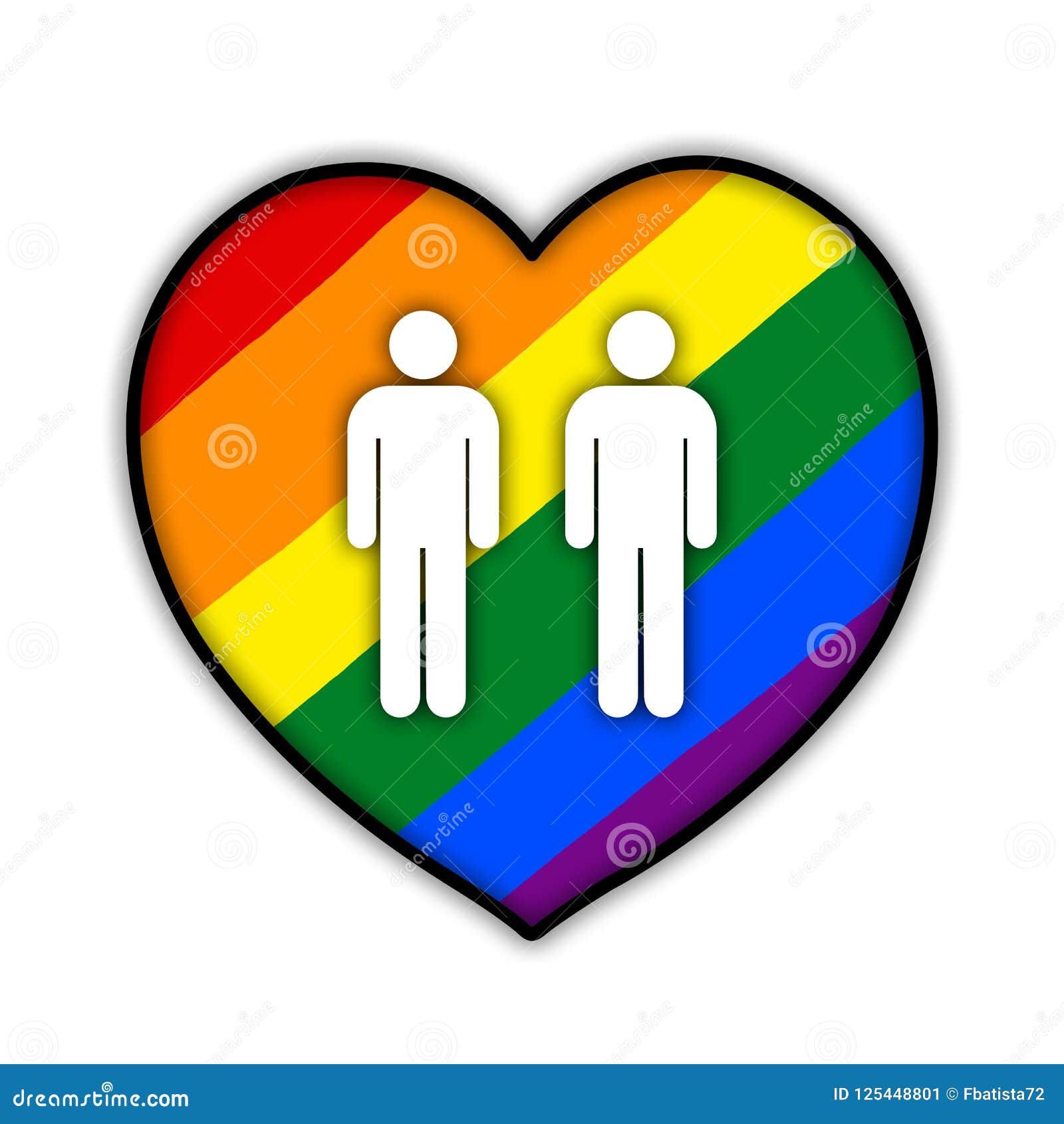 Rainbow Gay Couple Pride Flag Heart Symbol Of Sexual Minorities Two Man Stock Illustration