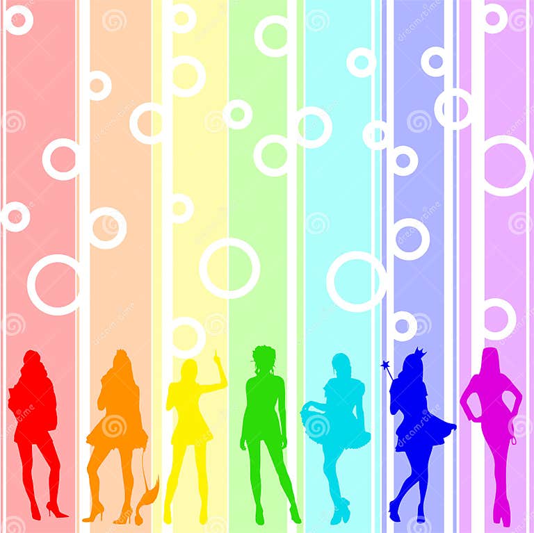 Rainbow girls stock vector. Illustration of cheerful, love 5128768