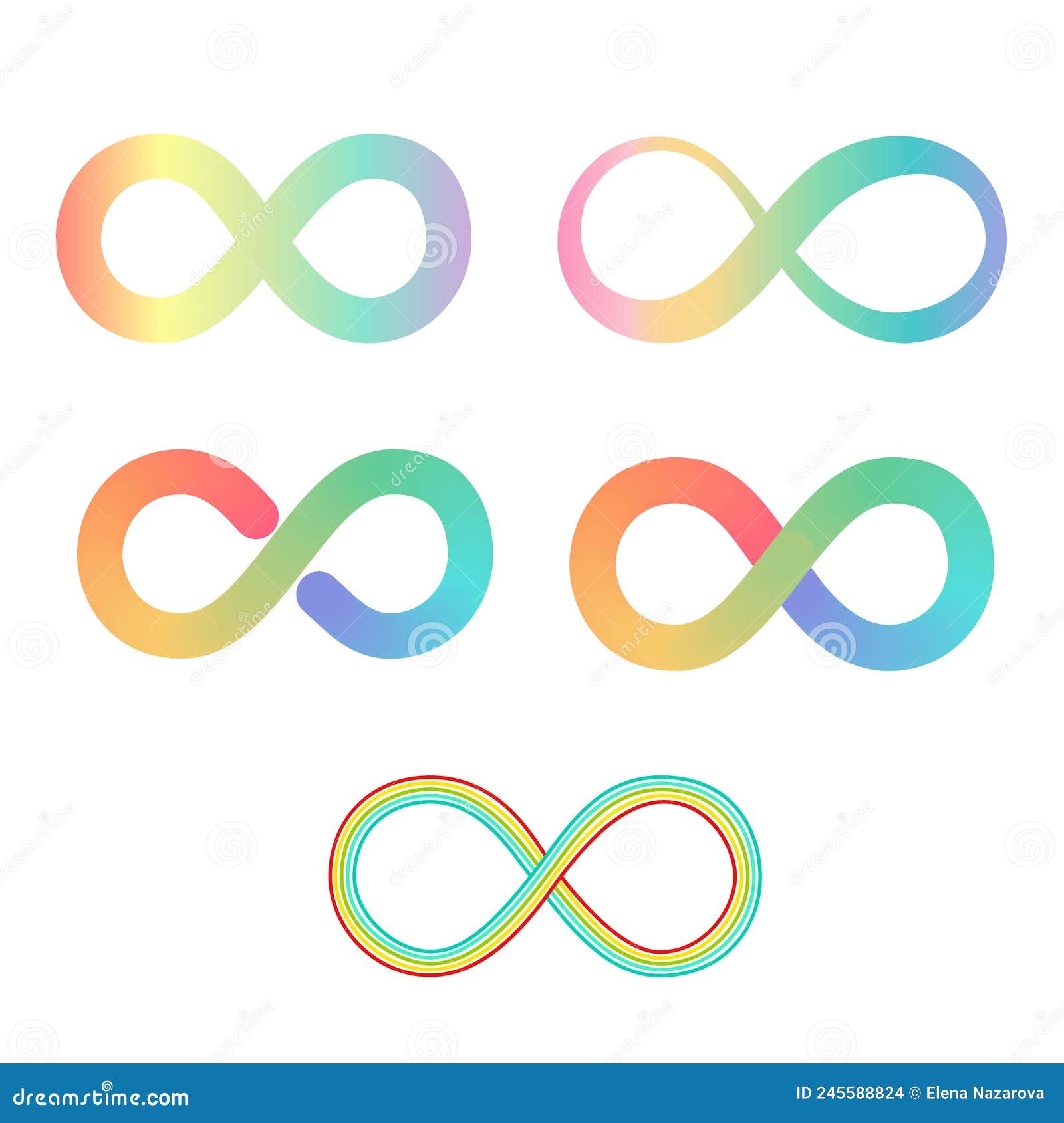 Neurodiversity symbol rainbow infinity loop cartoon vector