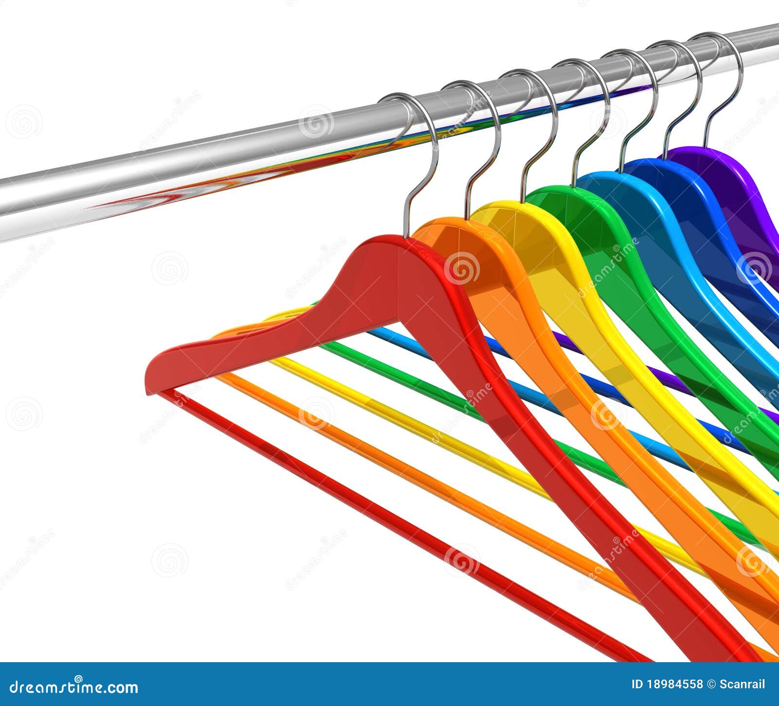 Rainbow Hangers On Clothes Rail Stock Photo 18984558