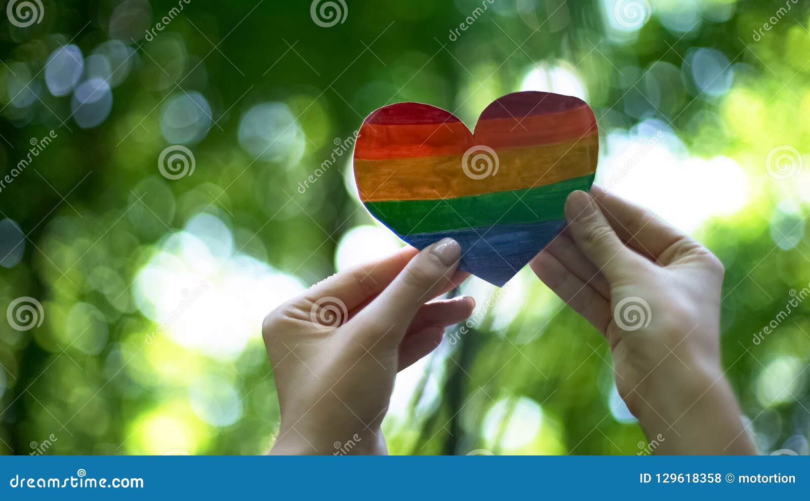 Rainbow Heart In Female Hands Lgbt Flag Recognition Of