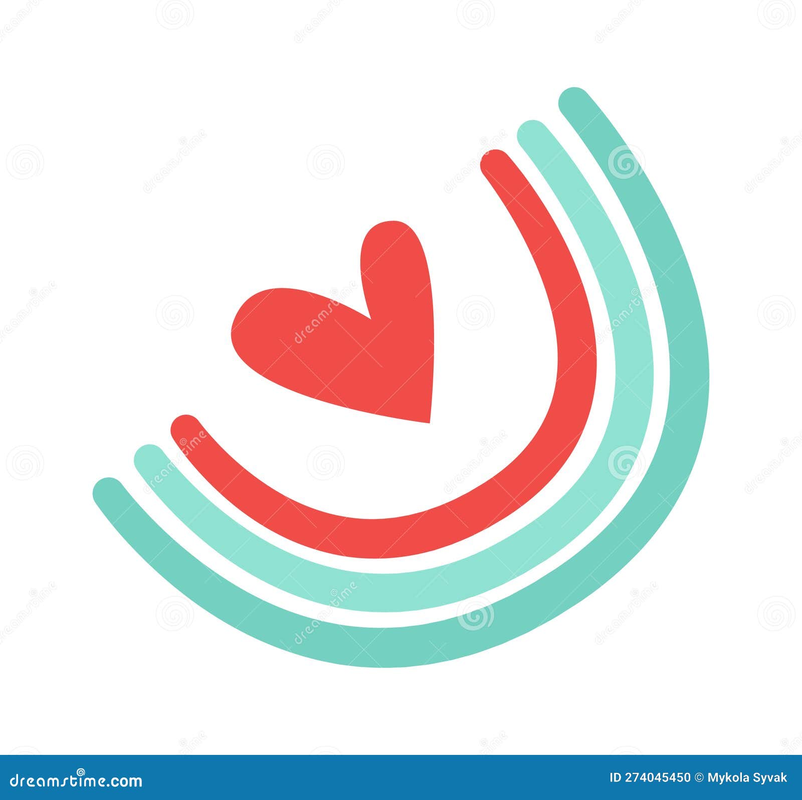 Rainbow with Heart stock vector. Illustration of color - 274045450