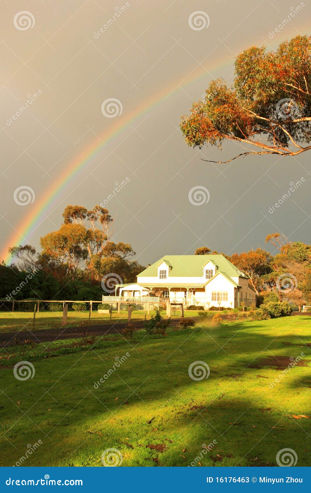 Rainbow&House stock image. Image of rainbow, colors 16176463