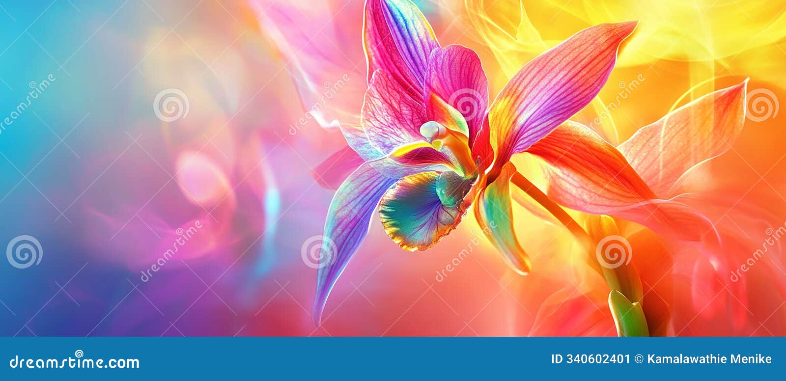 rainbow-hued orchid dissolving into light and color