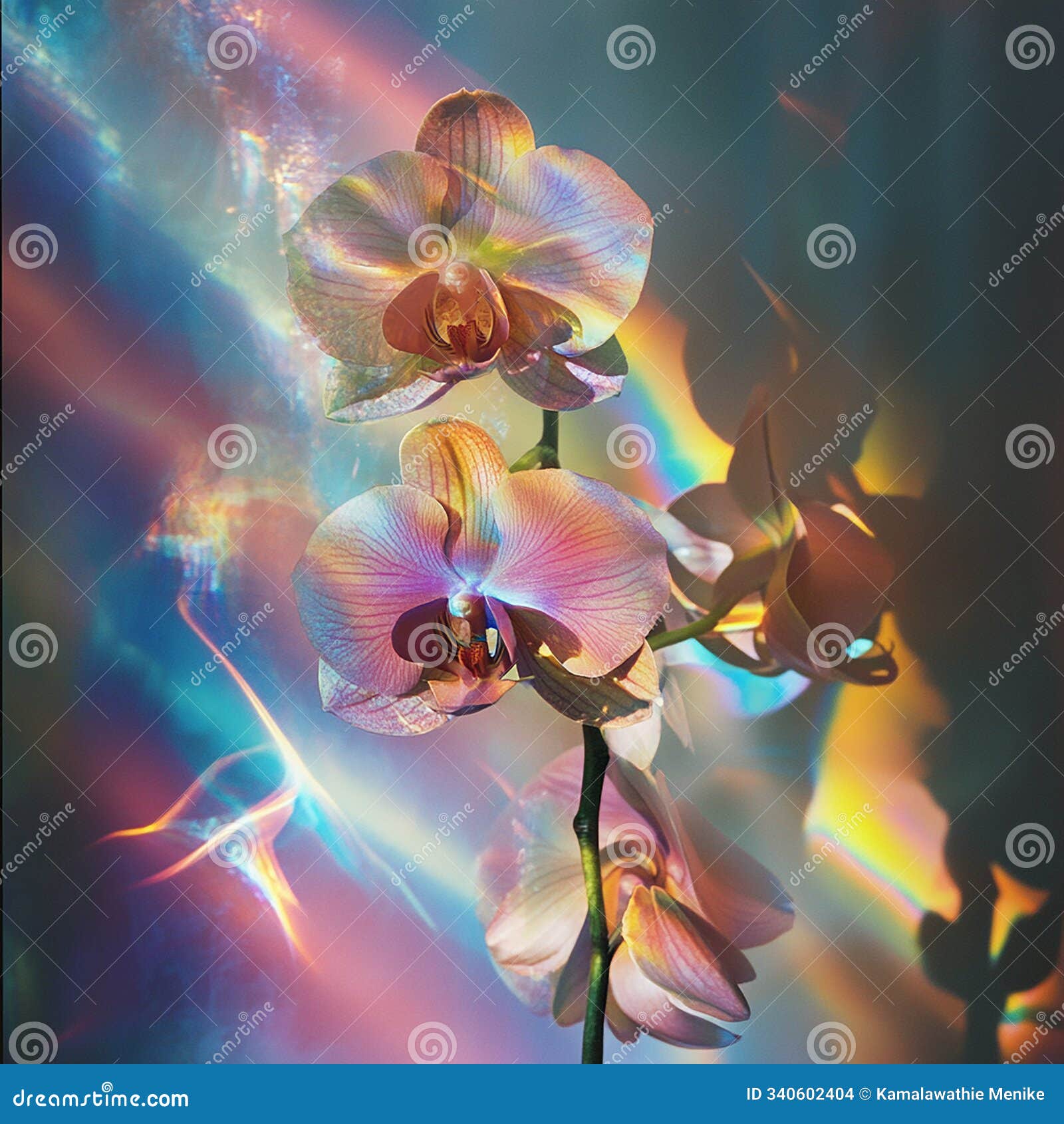 rainbow-hued orchid dissolving into light and color
