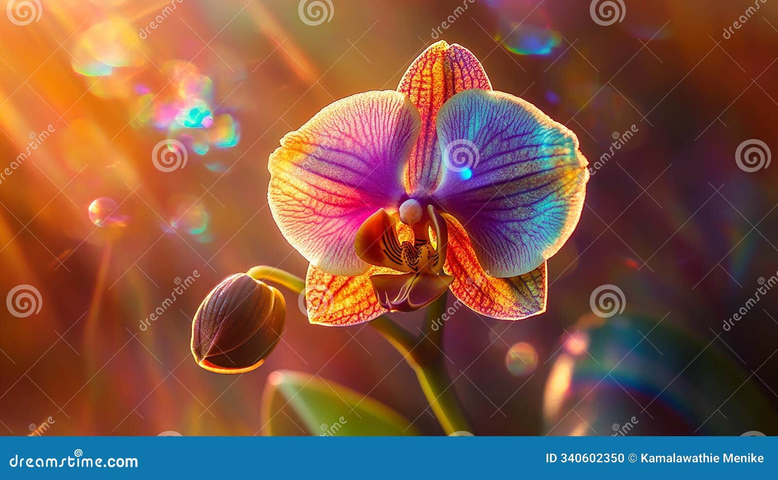 rainbow-hued orchid dissolving into light and color