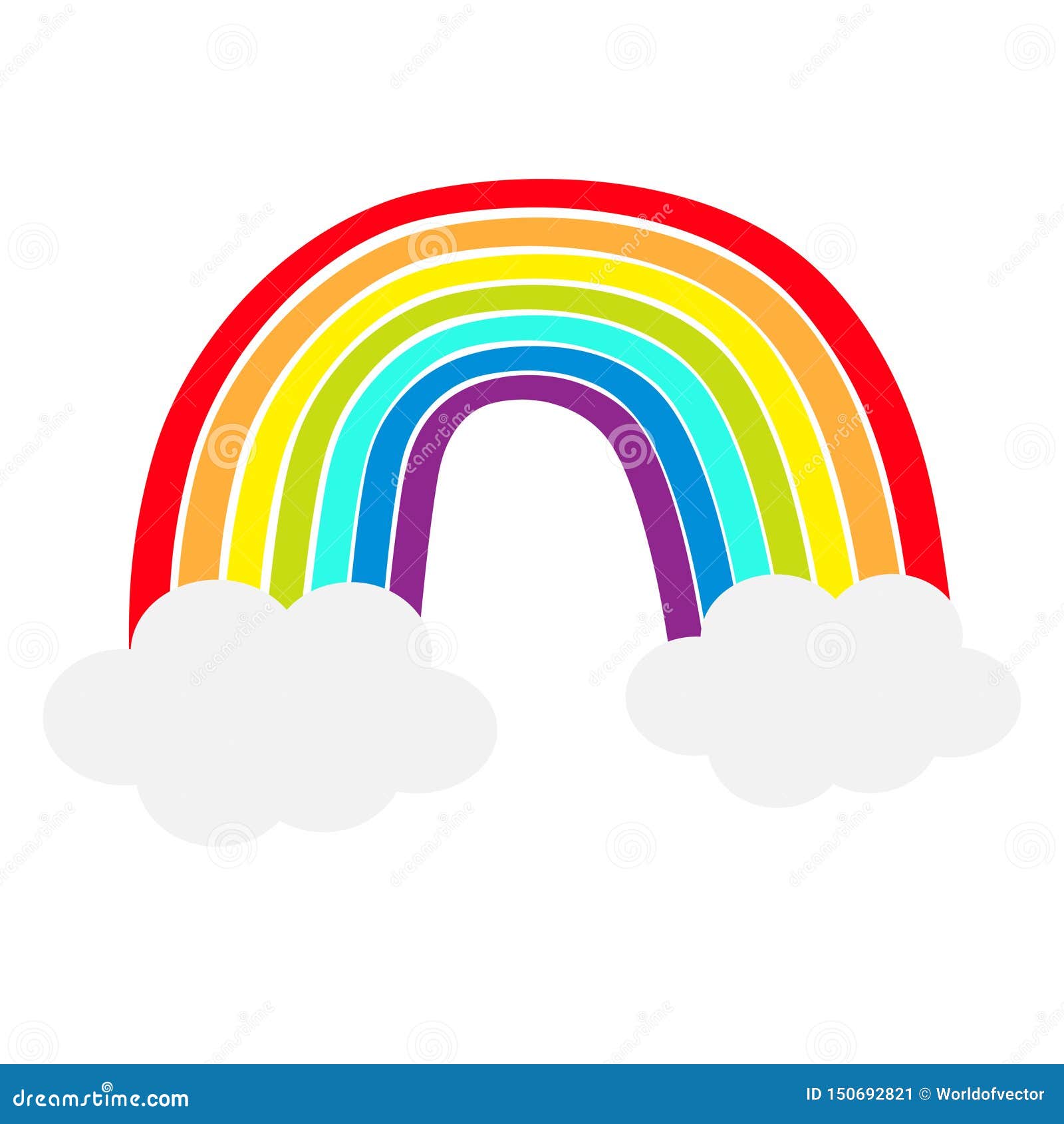 Download Rainbow Icon. Two Clouds In The Sky. Colorful Line Set ...