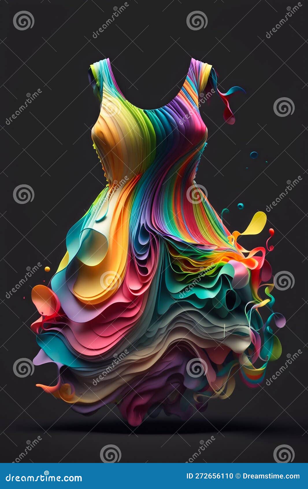 rainbow inspired gown ball dress. generative ai
