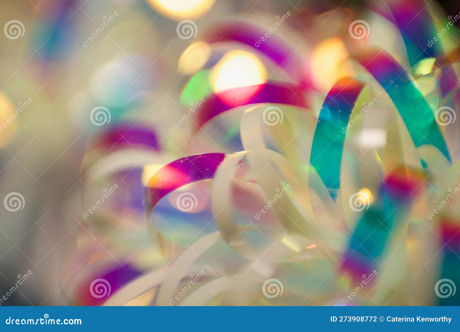 Rainbow Iridescent Close Up of a Decorative Ribbon for Gift Wrapping