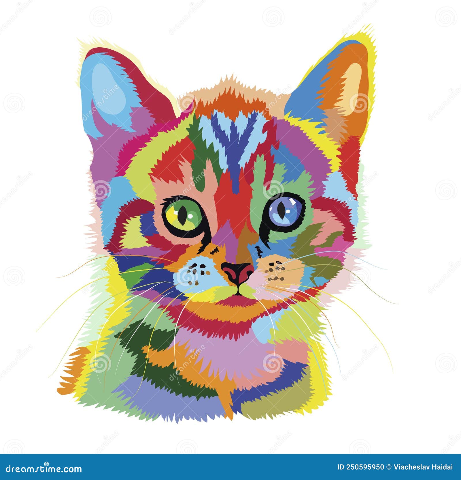 Colored Dog Eyes Husky Cartoon Vector 54647035