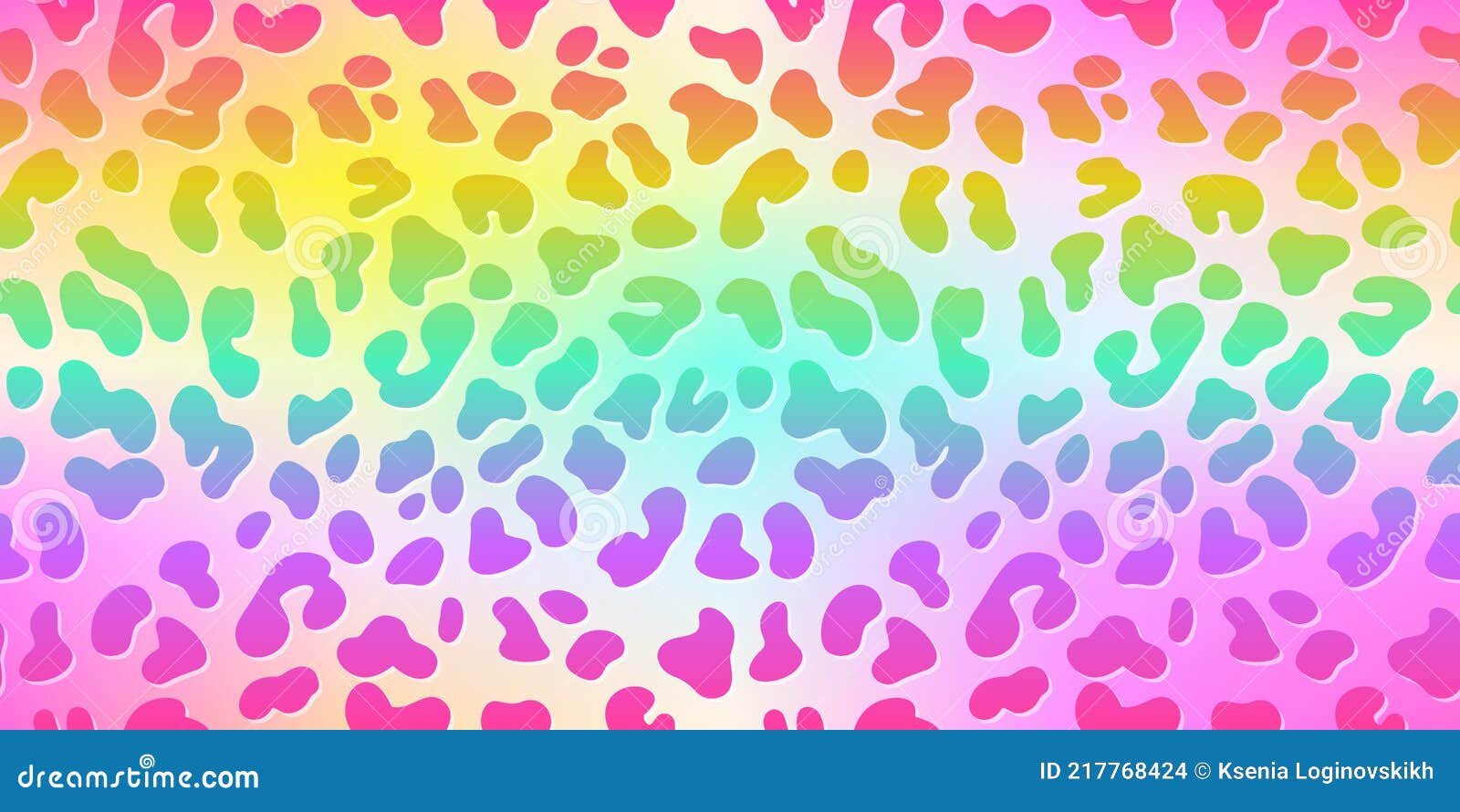 Rainbow Leopard Vector Seamless Pattern. Neon Gradient Stock