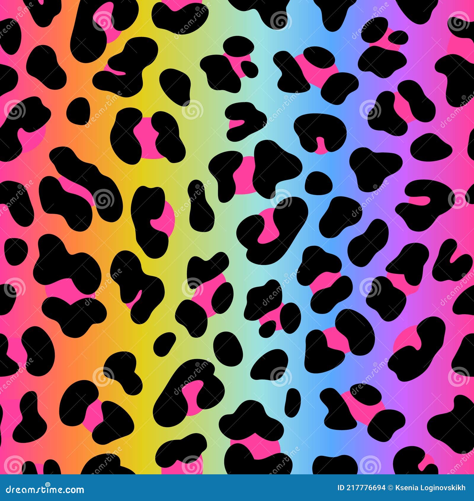 Rainbow Leopard Vector Seamless Pattern. Neon Gradient Stock Vector -  Illustration of ombre, background: 217776694