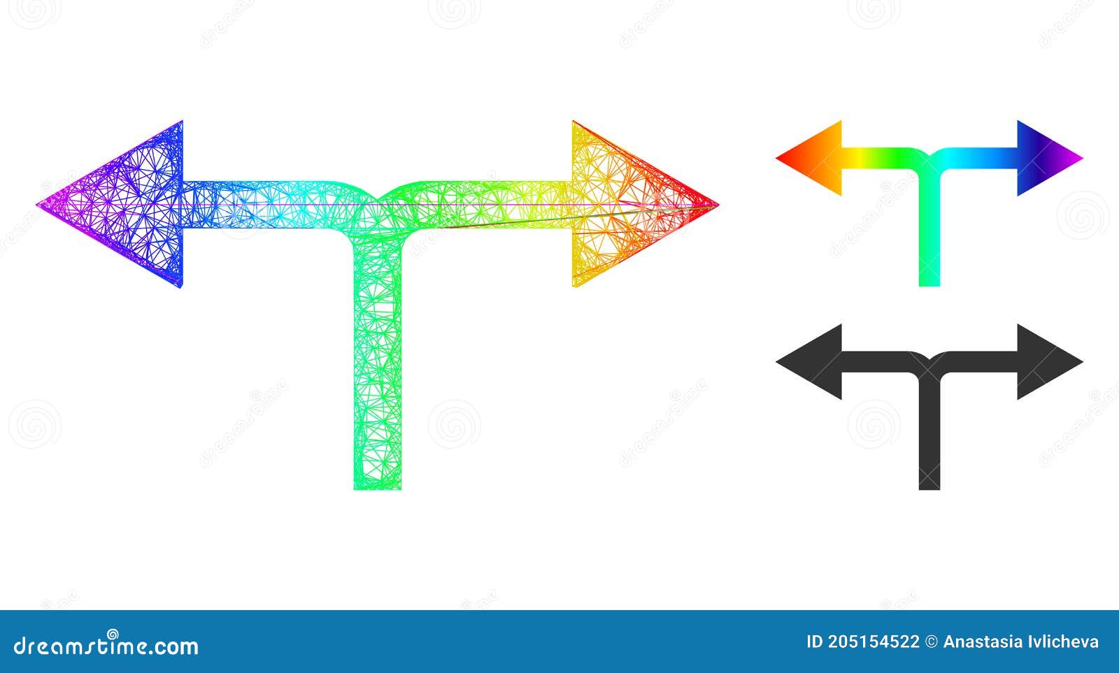 rainbow net mesh gradient bifurcation arrows left right icon