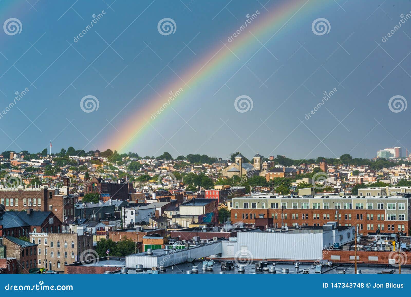 A Rainbow Over Baltimore, Maryland Editorial Stock Photo Image of