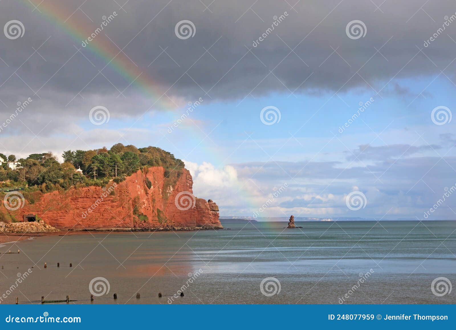 Rainbow Over Teignmouth Beach, Devon Stock Image Image of devon
