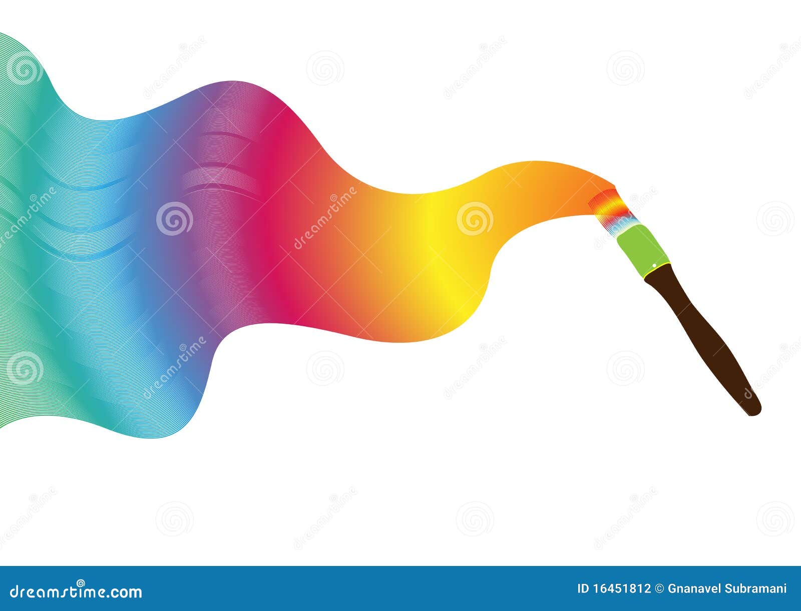 Rainbow Paint Brush stock illustration. Illustration of green 16451812