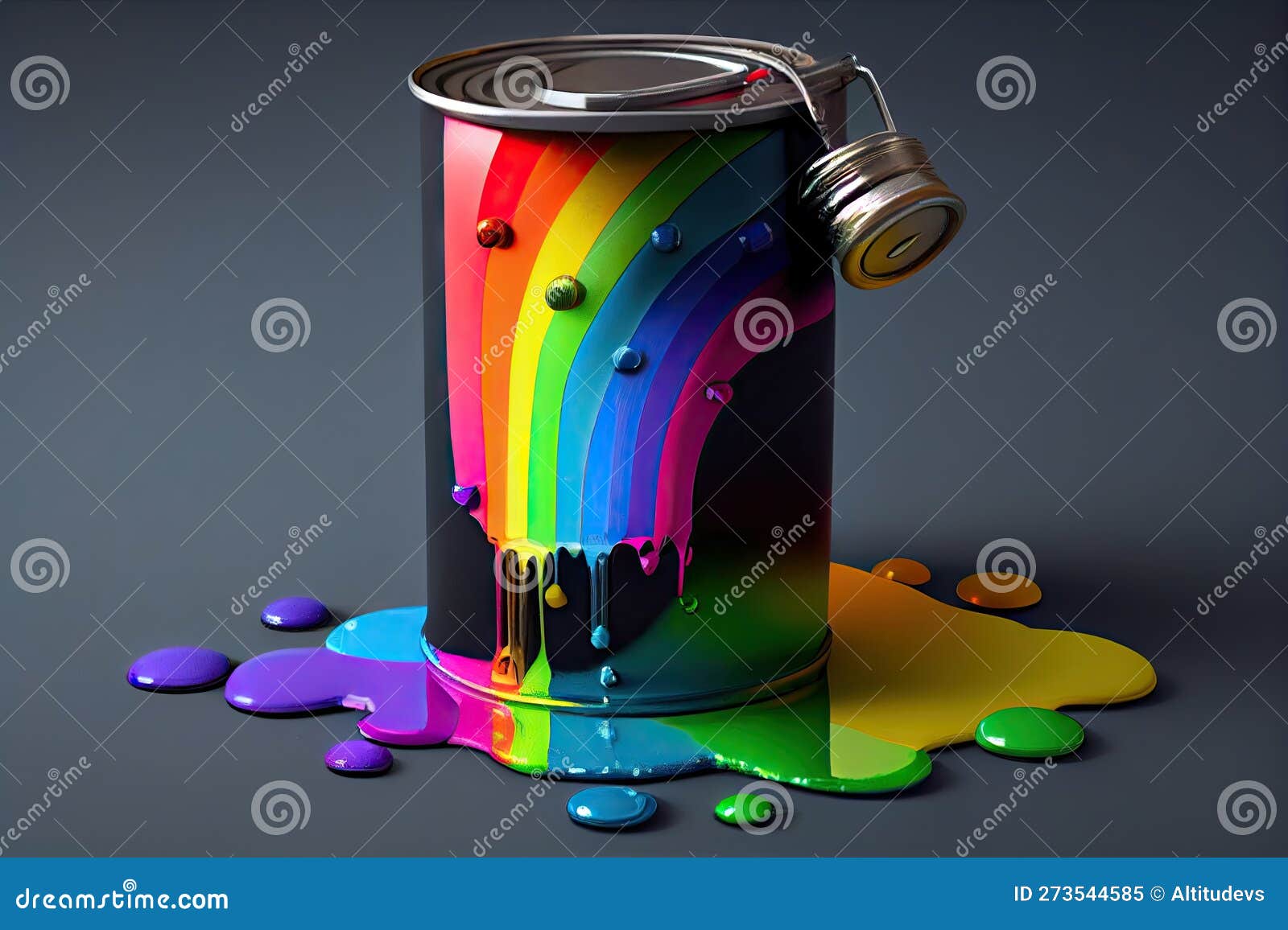 A Rainbow Paint Can with a Spray Top, Ready for Use. Stock Illustration