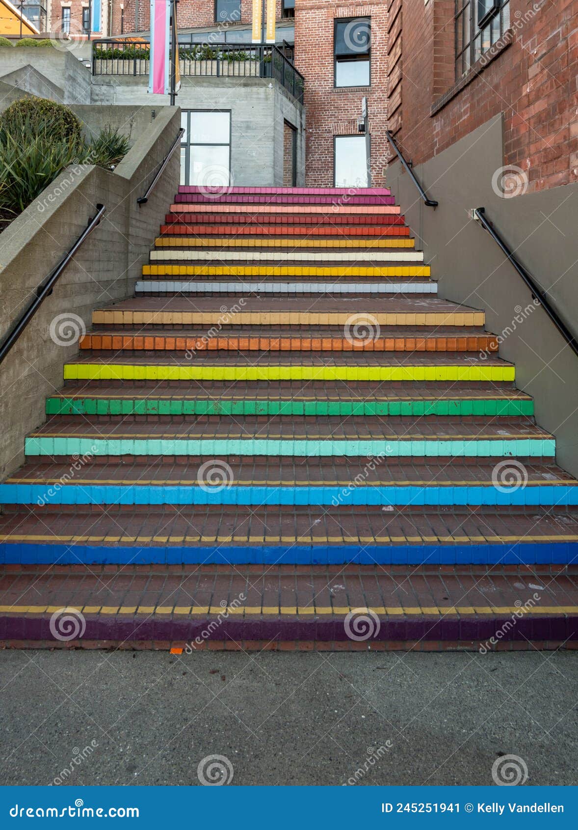 Rainbow Painted on Brick Steps Stock Image Image of architecture