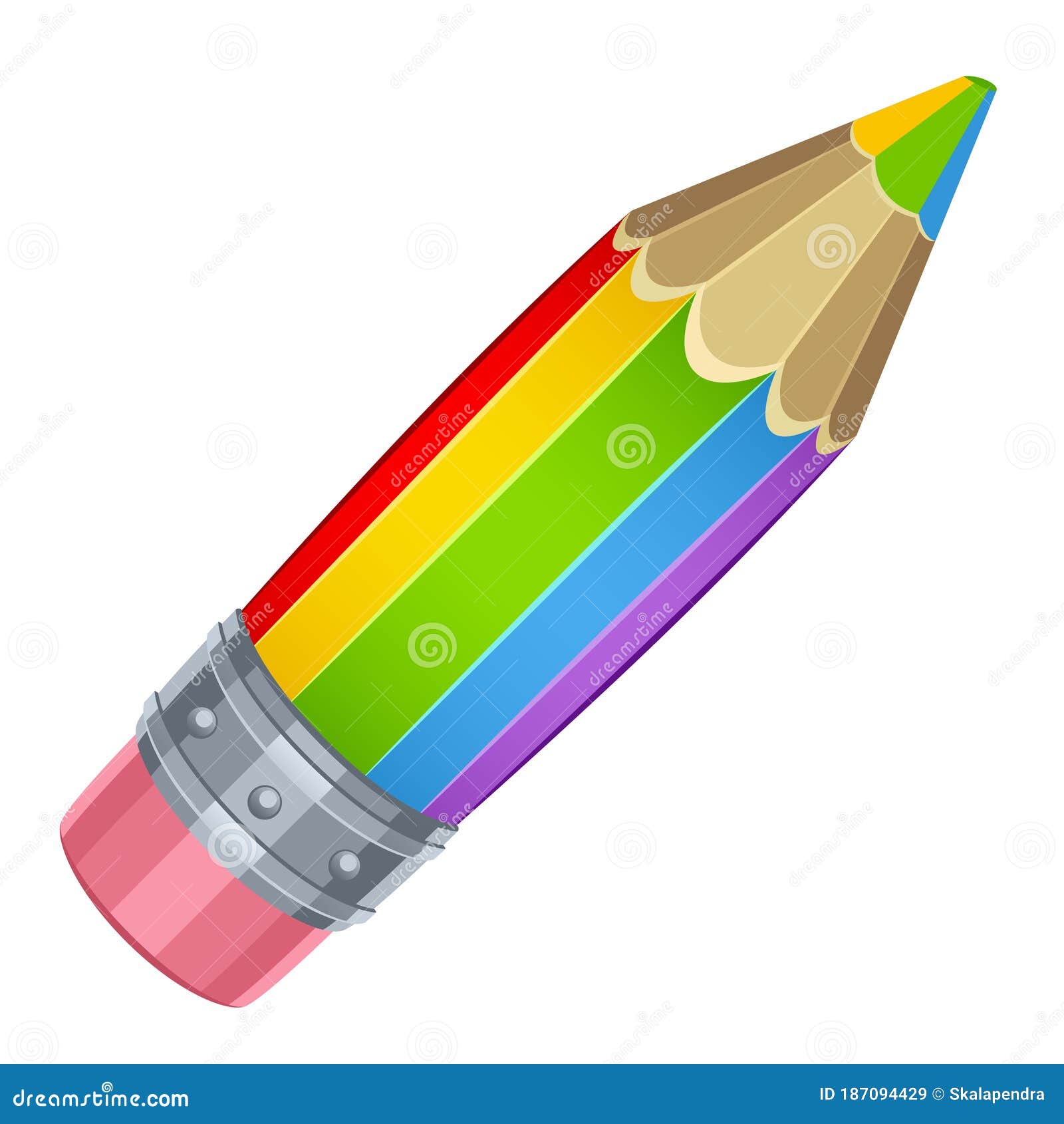 Rainbow pencil stock vector. Illustration of draw, isolated 187094429