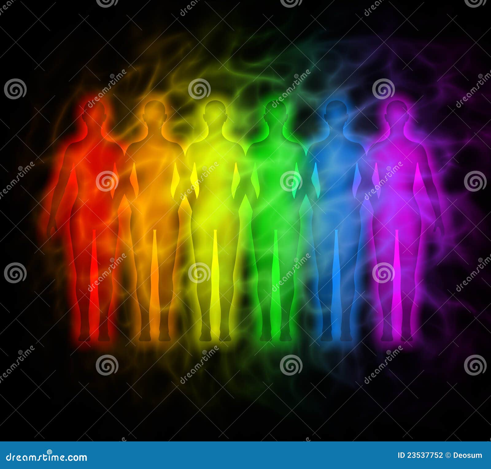 rainbow people - rainbow silhouettes of human aura