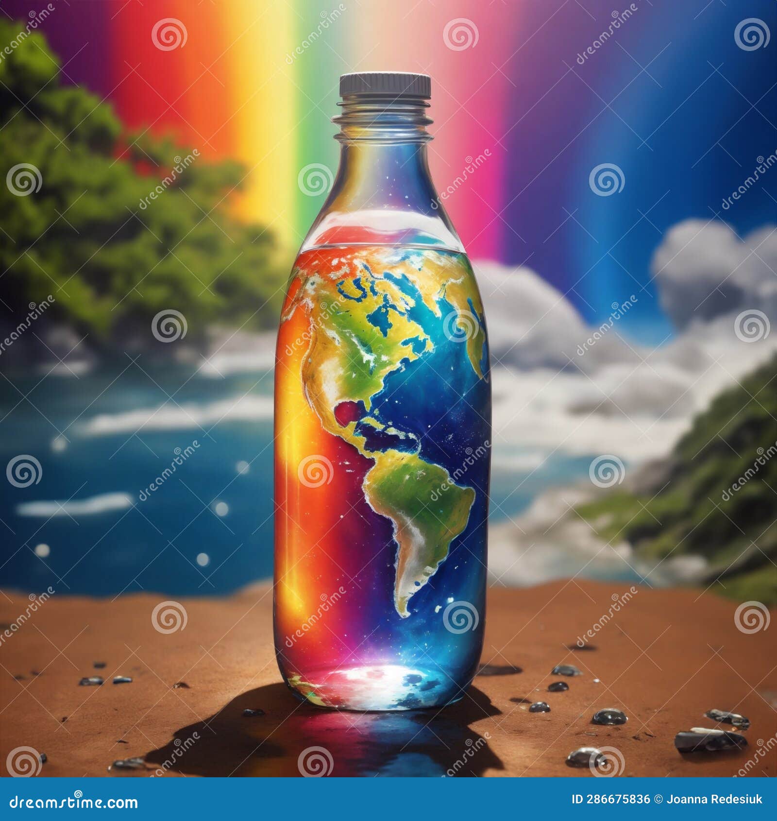Rainbow Earth in a Bottle Graphics by the Water S Edge Stock