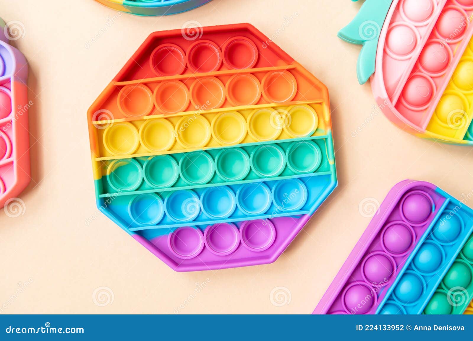 Push Pop Bubble It Silicone Sensory Fidget Rainbow Toy Autism Stress Relief Game 
