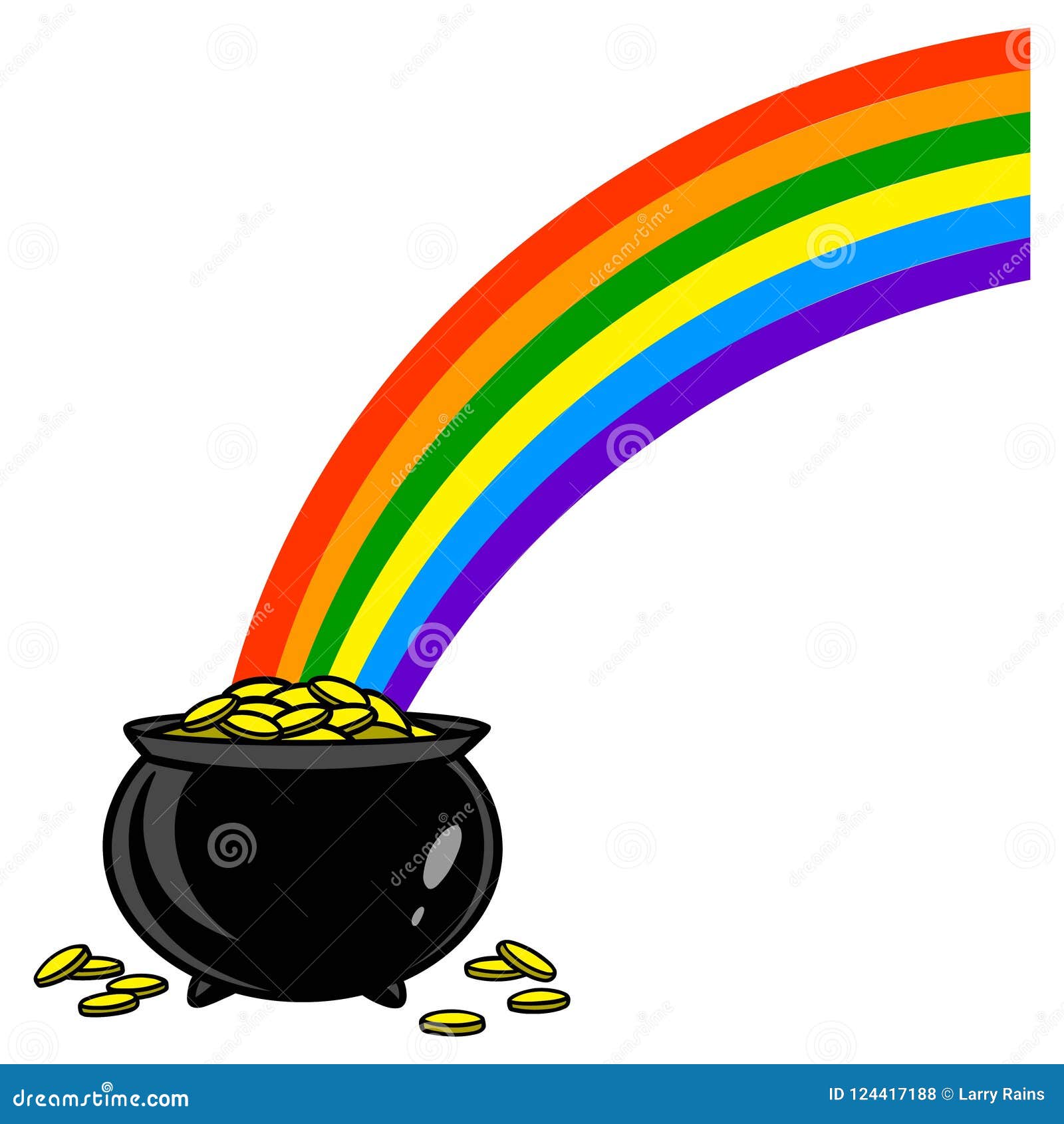 Rainbow with Pot of Gold stock vector. Illustration of arch - 124417188