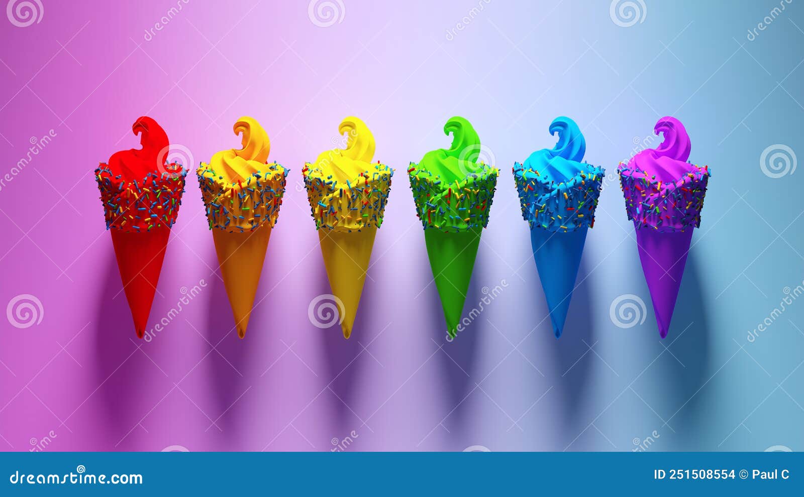 Rainbow Pride Ice Cream with Multi Coloured Sprinkles LGBTQ Summer Food ...